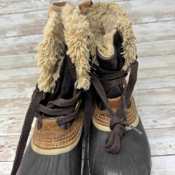 Sorel Slimpack Pac Short NL1901-239 Brown Leather Duck Snow Boots Women's Size 8 - Picture 5 of 10